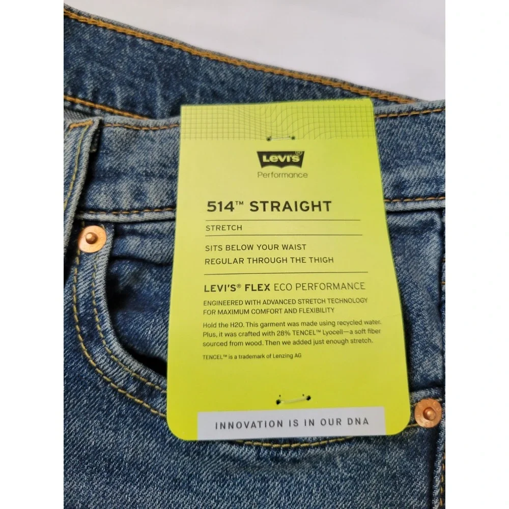 Levis 514 Jeans Mens 30x32 Blue Denim Straight Stretch Leg‎ Flex Eco Performance